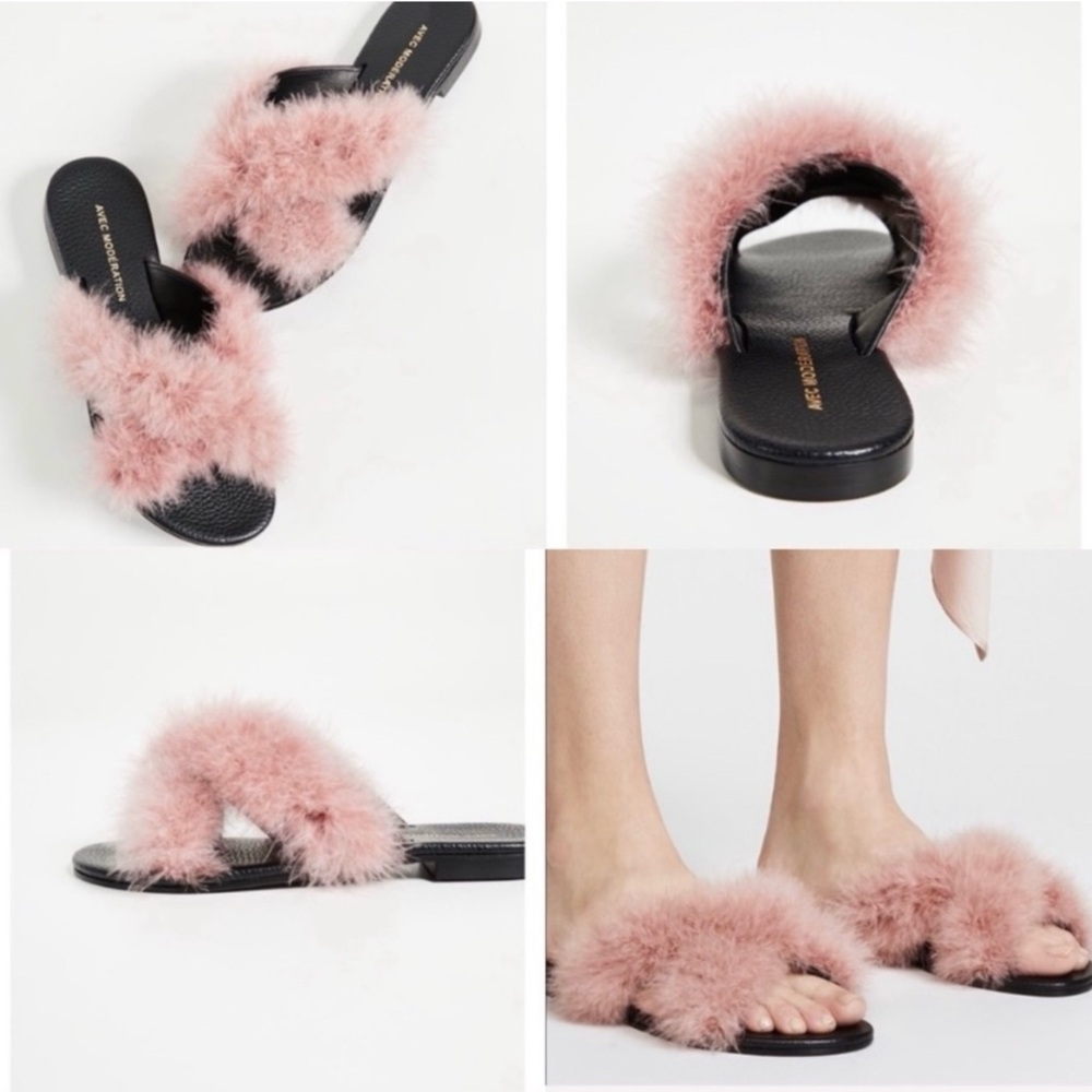 HOST PICK - Pink Feathered Slides